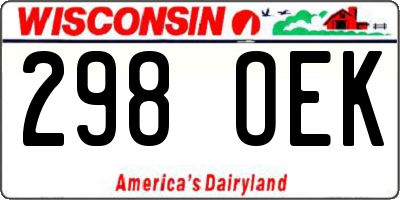 WI license plate 298OEK