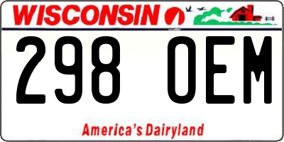WI license plate 298OEM