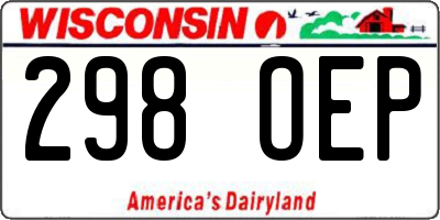 WI license plate 298OEP