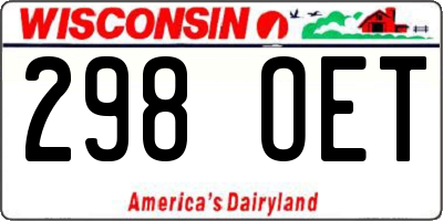 WI license plate 298OET