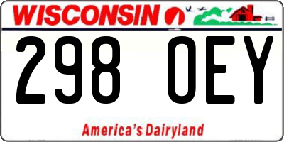 WI license plate 298OEY