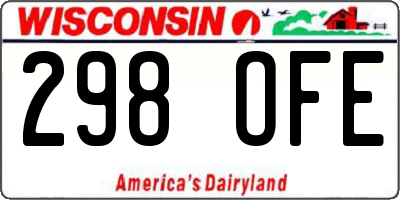 WI license plate 298OFE