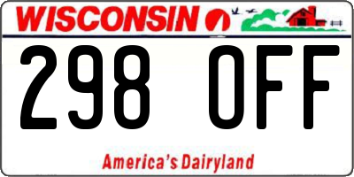 WI license plate 298OFF