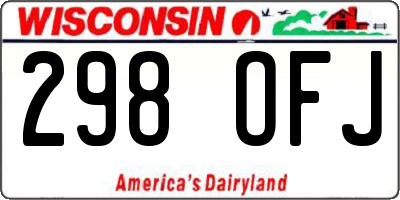 WI license plate 298OFJ