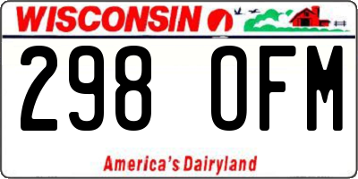 WI license plate 298OFM