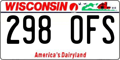 WI license plate 298OFS