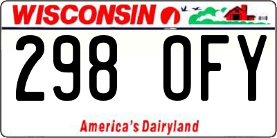 WI license plate 298OFY