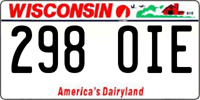 WI license plate 298OIE