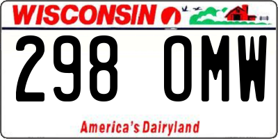 WI license plate 298OMW