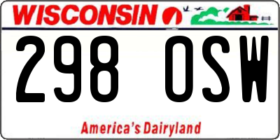 WI license plate 298OSW