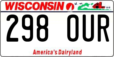 WI license plate 298OUR