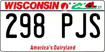 WI license plate 298PJS