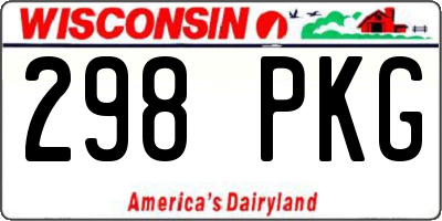 WI license plate 298PKG