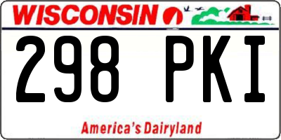 WI license plate 298PKI