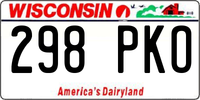 WI license plate 298PKO