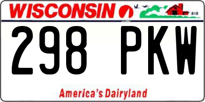 WI license plate 298PKW
