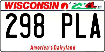 WI license plate 298PLA