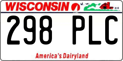 WI license plate 298PLC
