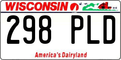 WI license plate 298PLD