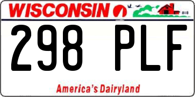 WI license plate 298PLF