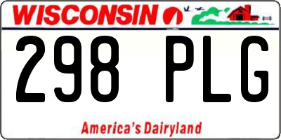 WI license plate 298PLG