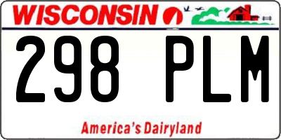 WI license plate 298PLM