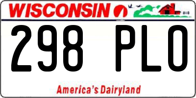 WI license plate 298PLO