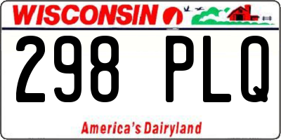 WI license plate 298PLQ