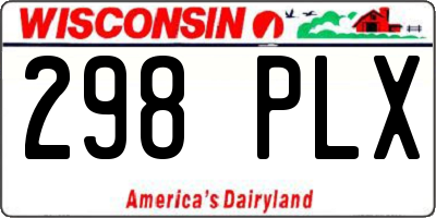 WI license plate 298PLX