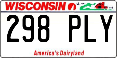 WI license plate 298PLY