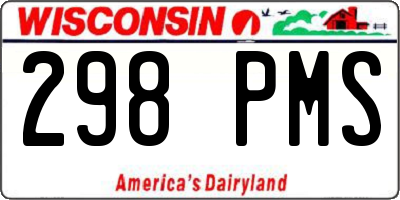 WI license plate 298PMS
