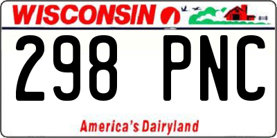 WI license plate 298PNC