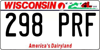 WI license plate 298PRF