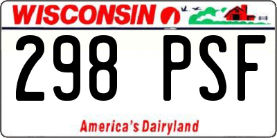 WI license plate 298PSF