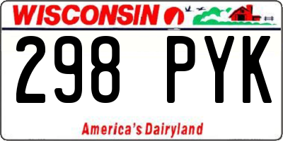 WI license plate 298PYK