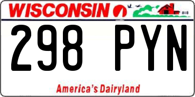 WI license plate 298PYN