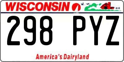 WI license plate 298PYZ