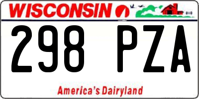 WI license plate 298PZA