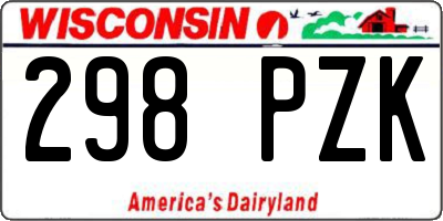 WI license plate 298PZK