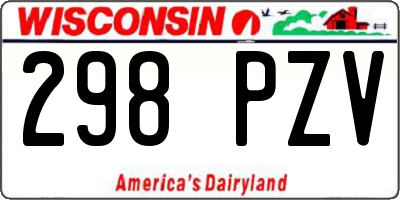 WI license plate 298PZV