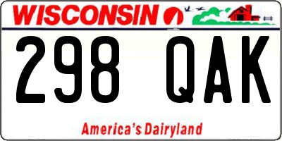 WI license plate 298QAK