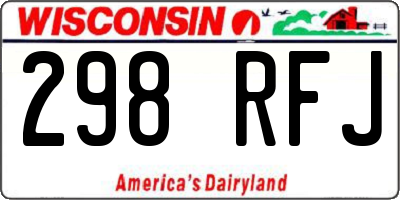 WI license plate 298RFJ