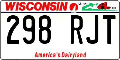 WI license plate 298RJT