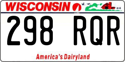 WI license plate 298RQR