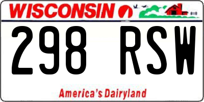 WI license plate 298RSW