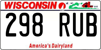 WI license plate 298RUB