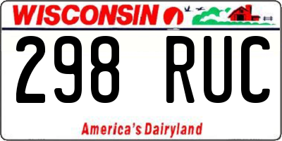 WI license plate 298RUC