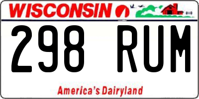 WI license plate 298RUM