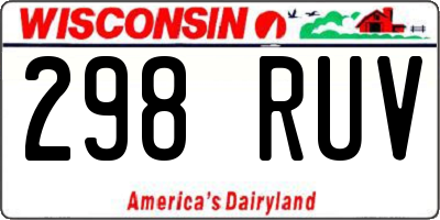 WI license plate 298RUV