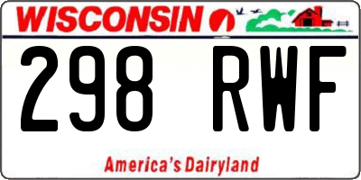 WI license plate 298RWF